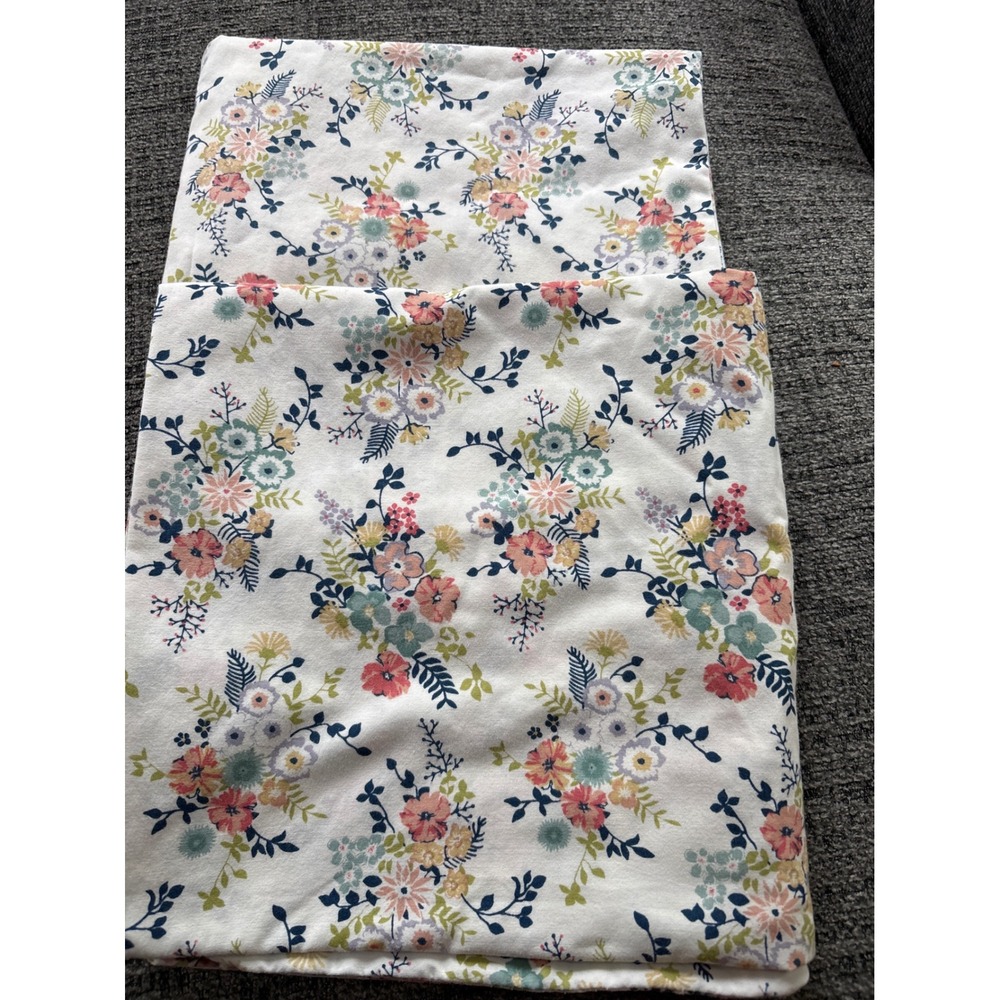 Mainstays King Pillowcase 2pc Floral Botanical Cotton Blend White Multi 0302-23